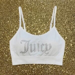 Juicy Couture White Bralette with Bling Logo ♡ Plus Size ♡